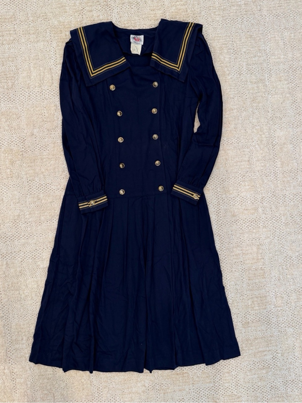 Vintage 80s Dress.20s Style Sailor Dress.Lanz Dress Navy Blue Sailor Dress Sz 8
